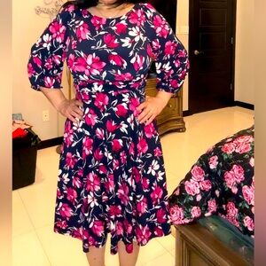 Jessica Howard Pink Sundress 3/4 Sleeve Wedding Guest